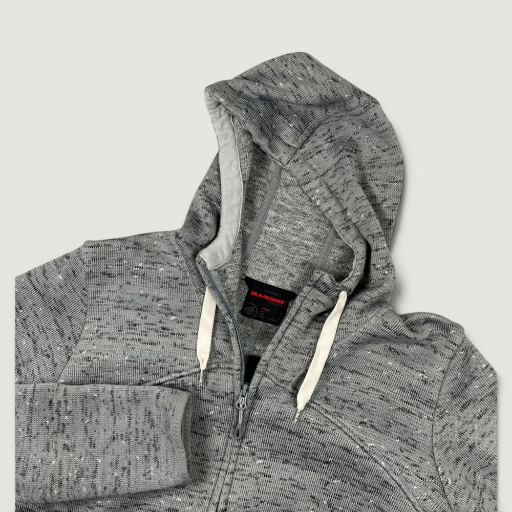 Mammut Chamuera ML Hooded Jacket Womens L Gray Knit Fleece Zip Up 1014-01370